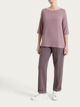 Maglietta con collo a barchetta e micro righe in Summer Light Viola Donna - Ragno