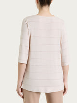 Maglietta con collo a barchetta e micro righe in Summer Light Rosa Donna - Ragno