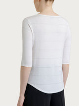 Maglietta girocollo con micro righe in Summer Light Bianchi Donna - Ragno
