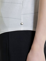 Maglietta girocollo con micro righe in Summer Light Bianchi Donna - Ragno