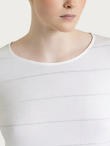 Maglietta girocollo con micro righe in Summer Light Bianchi Donna - Ragno