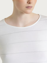 Maglietta girocollo con micro righe in Summer Light Bianchi Donna - Ragno