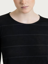Crew-neck t-shirt with micro stripes in Summer Light Nero Women's - Ragno