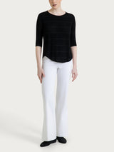 Maglietta girocollo con micro righe in Summer Light Neri Donna - Ragno