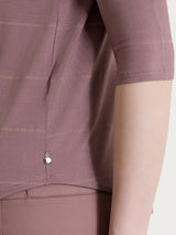 Maglietta girocollo con micro righe in Summer Light Viola Donna - Ragno