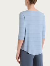 Maglietta girocollo con micro righe in Summer Light Azzurri Donna - Ragno