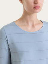 Maglietta girocollo con micro righe in Summer Light Azzurri Donna - Ragno