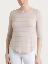 Maglietta girocollo con micro righe in Summer Light Rosa Donna - Ragno