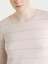 Maglietta girocollo con micro righe in Summer Light Rosa Donna - Ragno