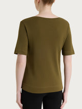 Maglietta girocollo in Cotton Stretch Verdi Donna - Ragno