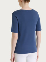 Maglietta girocollo in Cotton Stretch Blu Donna - Ragno