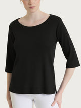 Maglietta con manica 3/4 in Cotton Stretch Neri Donna - Ragno