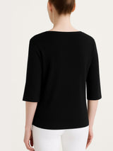 Maglietta con manica 3/4 in Cotton Stretch Neri Donna - Ragno
