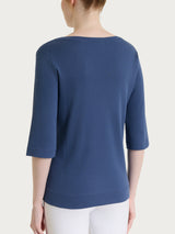 Maglietta con manica 3/4 in Eco Cotton Stretch Blu Donna - Ragno