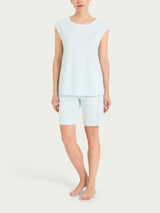 Pigiama corto tinta unita in Jersey di Cotone Azzurri Donna - Ragno