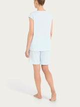Pigiama corto tinta unita in Jersey di Cotone Azzurri Donna - Ragno