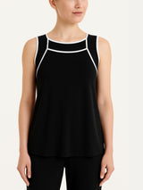 Top a spalla larga con piping in Viscosa Summer Neri Donna - Ragno