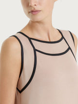 Top a spalla larga con piping in Viscosa Summer Marroni Donna - Ragno