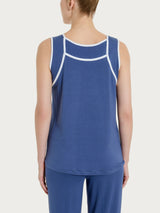 Top a spalla larga con piping in Viscosa Summer Blu Donna - Ragno