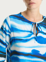 Caftano con fantasia marmorizzata in EcoSeta Azzurri Donna - Ragno