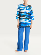 Caftano con fantasia marmorizzata in EcoSeta Azzurri Donna - Ragno