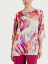 Caftano con fantasia marmorizzata in EcoSeta Rossi Donna - Ragno