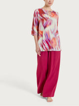 Caftano con fantasia marmorizzata in EcoSeta Rossi Donna - Ragno