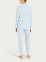 Pigiama aperto con fantasia micro animalier in Jersey di cotone Azzurri Donna - Ragno