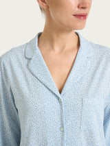 Pigiama aperto con fantasia micro animalier in Jersey di cotone Azzurri Donna - Ragno