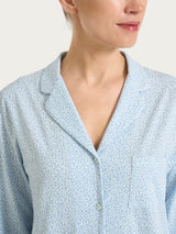Pigiama aperto con fantasia micro animalier in Jersey di cotone Azzurri Donna - Ragno