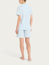 Pigiama corto con fantasia micro animalier in Jersey di cotone Azzurri Donna - Ragno
