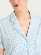 Pigiama corto con fantasia micro animalier in Jersey di cotone Azzurri Donna - Ragno