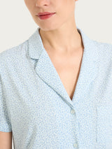 Pigiama corto con fantasia micro animalier in Jersey di cotone Azzurri Donna - Ragno