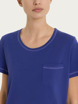 Pigiama tinta unita a pinocchietto in Jersey di Cotone Blu Donna - Ragno