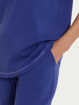 Pigiama tinta unita a pinocchietto in Jersey di Cotone Blu Donna - Ragno