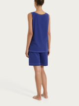 Pigiama corto smanicato in Jersey di Cotone Blu Donna - Ragno