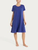 Camicia da notte tinta unita in Jersey di Cotone Blu Donna - Ragno