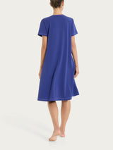 Camicia da notte tinta unita in Jersey di Cotone Blu Donna - Ragno