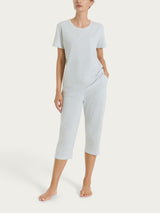 Pigiama tinta unita a pinocchietto in Jersey di Cotone Neri Donna - Ragno