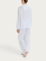 Pigiama lungo a righe in Ecoseta Blu Donna - Ragno
