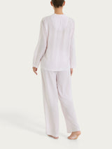 Pigiama lungo a righe in Ecoseta Rosa Donna - Ragno