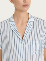 Pigiama corto a righe in Ecoseta Blu Donna - Ragno