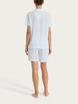 Pigiama corto a righe in Ecoseta Blu Donna - Ragno