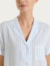 Pigiama corto a righe in Ecoseta Blu Donna - Ragno