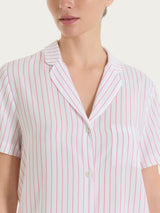 Pigiama corto a righe in Ecoseta Rosa Donna - Ragno