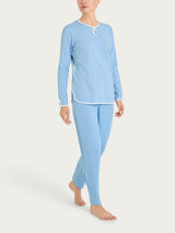 Pigiama a pois con scollo a goccia in Jersey di cotone Azzurri Donna - Ragno