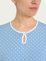 Pigiama a pois con scollo a goccia in Jersey di cotone Azzurri Donna - Ragno