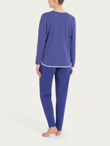 Pigiama a pois con scollo a goccia in Jersey di cotone Blu Donna - Ragno