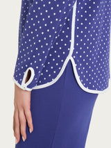 Pigiama a pois con scollo a goccia in Jersey di cotone Blu Donna - Ragno