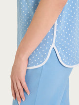 Pigiama pinocchietto a pois con scollo a goccia in Jersey di cotone Azzurri Donna - Ragno